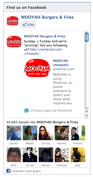 Facebook Mooyah Widget