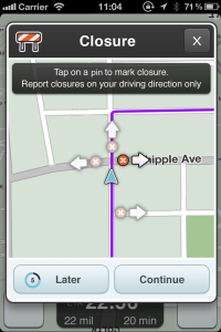 Image of how Waze Users might report a road block