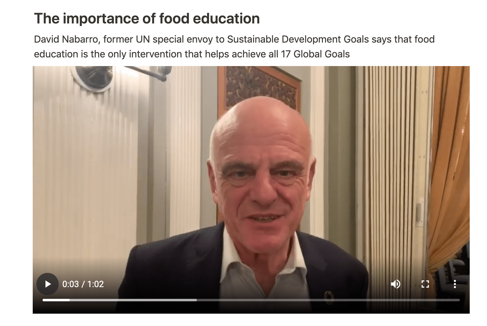 David Nabarro speaking about Food Heroes on the Notion project page for the Octalysis Prime Design Challenge 2019