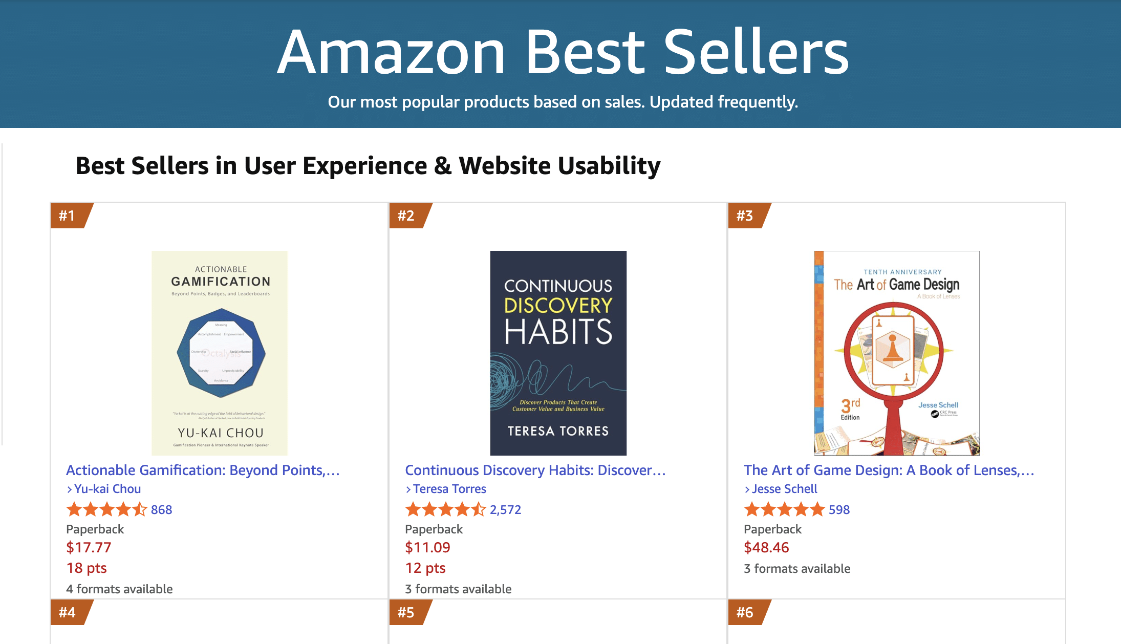 Amazon Best Sellers in User Experience and Website Usability, with Actionable Gamification by Yu-kai Chou ranked number 1