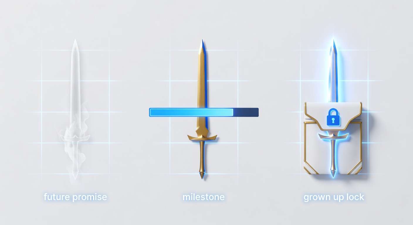 Comparison of three unlock mechanics: Future Promise, Milestone Unlock, and Grown Up Lock — showing increasing ownership feeling and motivation