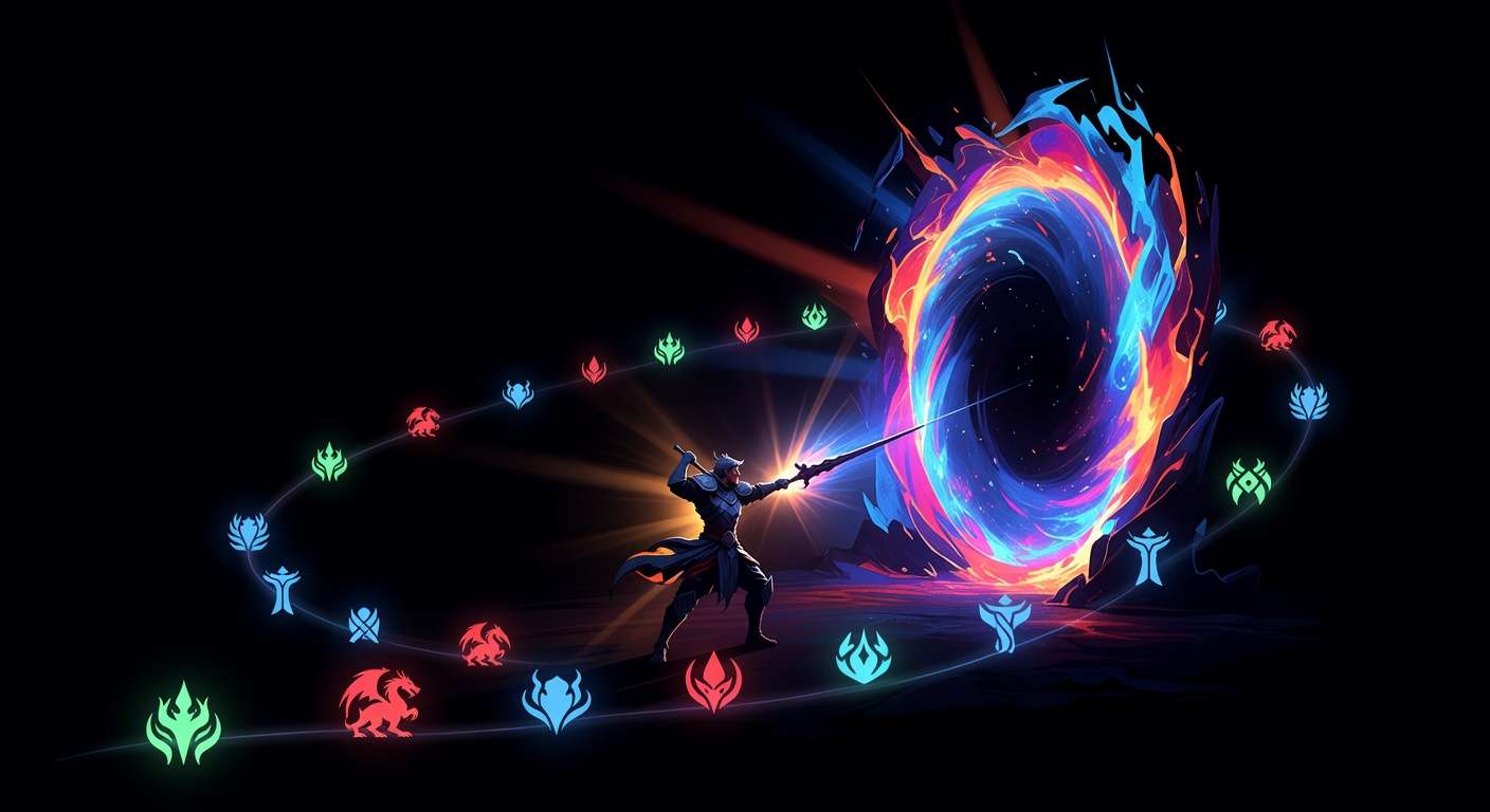 Boss fight as a mastery test gateway with completed quest chain symbols leading up to the final challenge