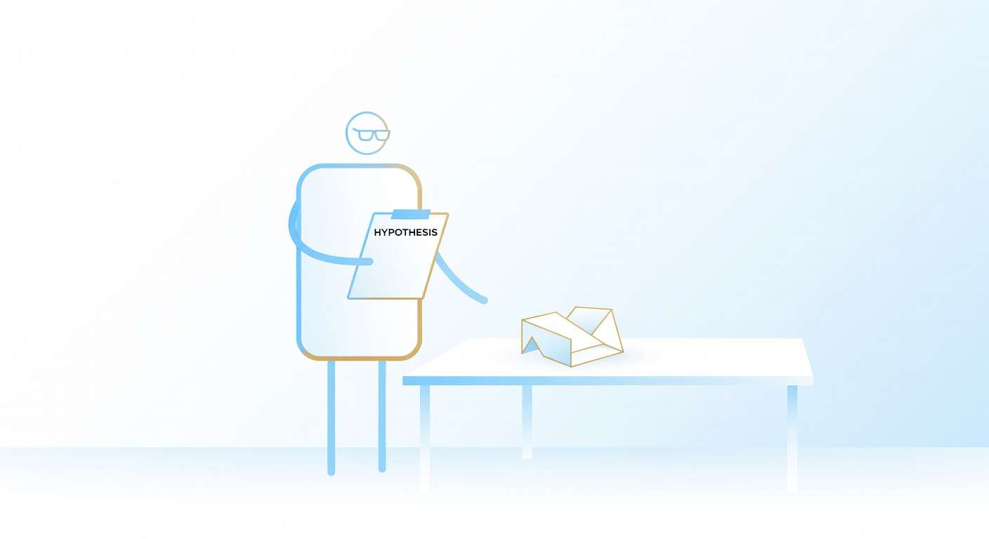 Scientist examining a hypothesis prototype on a clipboard